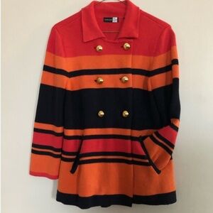 Saks Fifth Ave Women's Striped Double-Breasted Sweater Knit XL